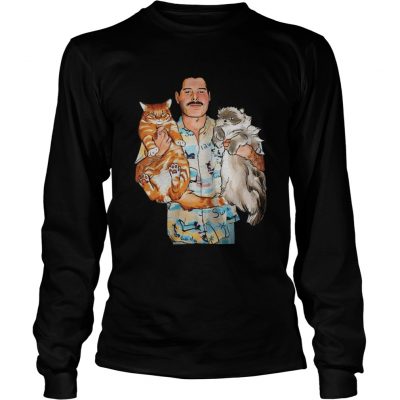 Longsleeve Tee Freddie Mercury hug cats shirt