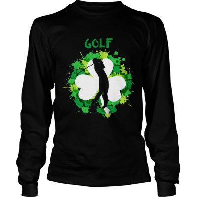 Longsleeve Tee Golf Shamrock Irish St Pattys Day Sport Shirt