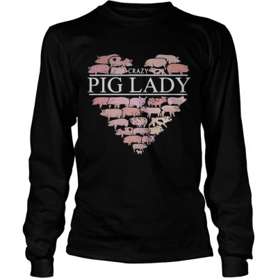 Longsleeve Tee Heart crazy pig lady TShirt