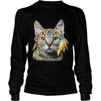 Longsleeve Tee Native American Cat shirt