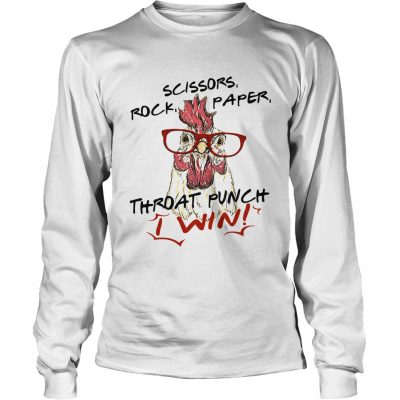 Longsleeve Tee Official chicken scissors rock paper throat punch I win shirt