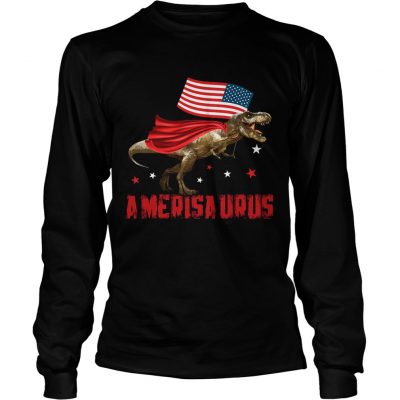 Longsleeve Tee T Rex Dinosaur American Flag 4th Of July TShirt