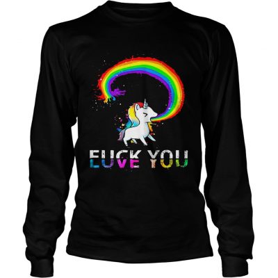 Longsleeve Tee Unicorn rainbow fuck you love you shirt