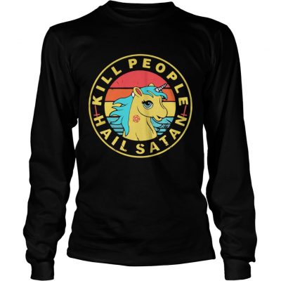 Longsleeve Tee Vintage Unicorn Kill People Hail Satan shirt