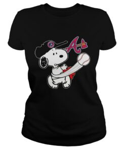 Snoopy Play Baseball TShirt For Fan Braves ladies tee