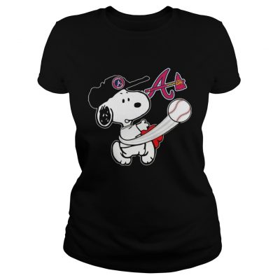 Snoopy Play Baseball TShirt For Fan Braves ladies tee