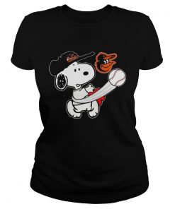 Snoopy Play Baseball TShirt For Fan Orioles ladies tee