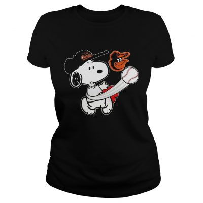 Snoopy Play Baseball TShirt For Fan Orioles ladies tee