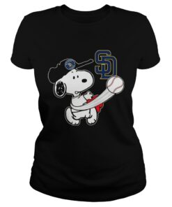 Snoopy Play Baseball TShirt For Fan Padres ladies tee