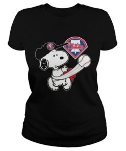 Snoopy Play Baseball TShirt For Fan Phillies ladies tee