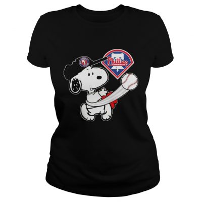 Snoopy Play Baseball TShirt For Fan Phillies ladies tee