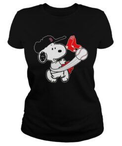 Snoopy Play Baseball TShirt For Fan Red Sox ladies tee