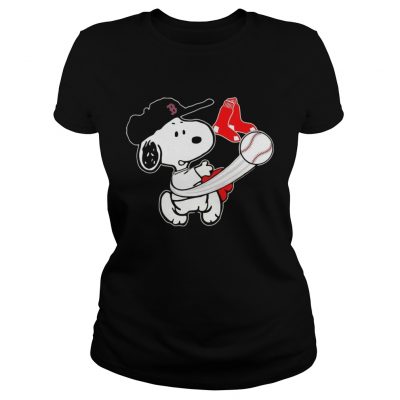 Snoopy Play Baseball TShirt For Fan Red Sox ladies tee