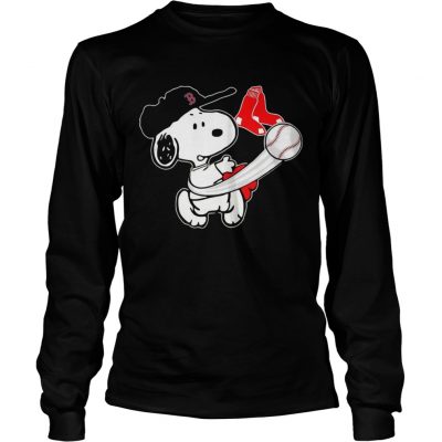 Snoopy Play Baseball TShirt For Fan Red Sox longsleeve tee