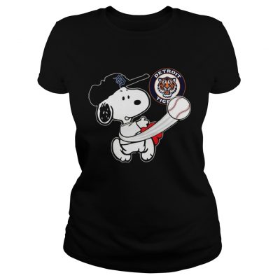 Snoopy Play Baseball TShirt For Fan Tigers ladies tee