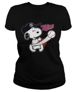 Snoopy Play Baseball TShirt For Fan Twins ladies tee