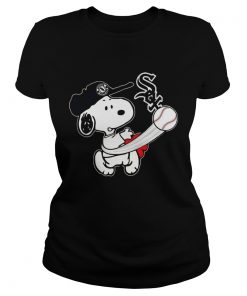 Snoopy Play Baseball TShirt For Fan White Sox ladies tee