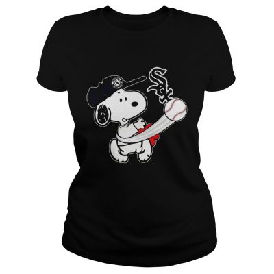 Snoopy Play Baseball TShirt For Fan White Sox ladies tee