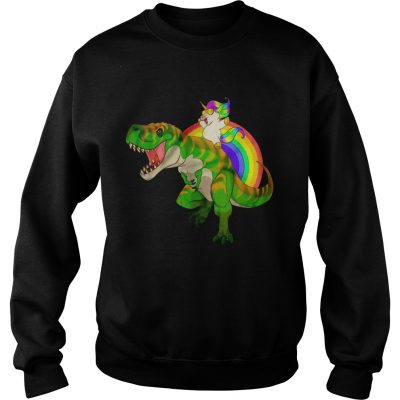 Sweatshirt Rainbow Unicorn Riding TRex Shirt