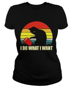 The cat spilled over the cup I do what I want retro ladies tee