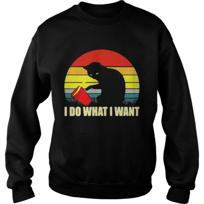 The cat spilled over the cup I do what I want retro sweatshirt