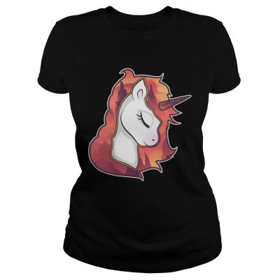 Unicorn Spirit Animal Sunrise Over The Trees Art ladies tee