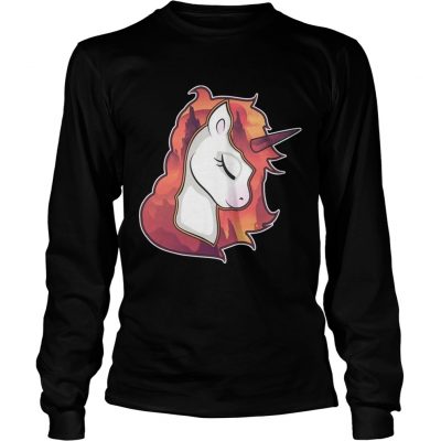 Unicorn Spirit Animal Sunrise Over The Trees Art longsleeve tee