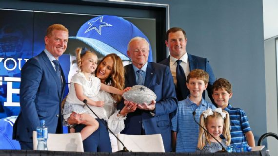 When he retired after the 2017 season, Jason Witten and his family were presented with a football covered in diamonds as a farewell gift from Cowboys owner Jerry Jones