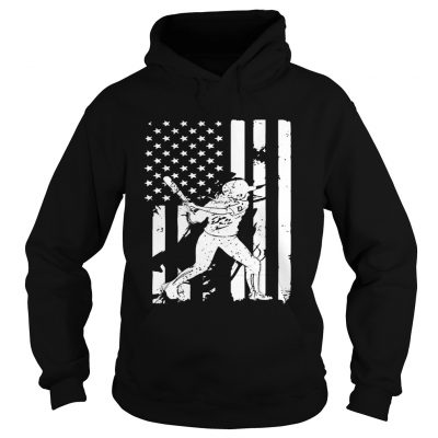 Baseball Player With American Flag hoodie