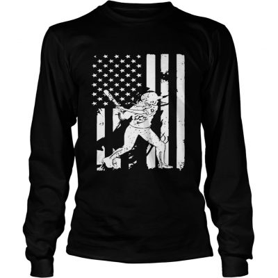 Baseball Player With American Flag longsleeve tee