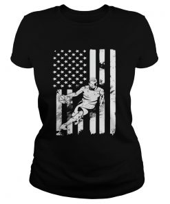 Basketball Player With American Flag ladies tee