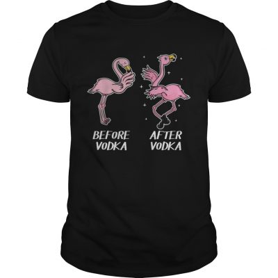 Before vodka and after vodka Flamingo Unisex Shirt