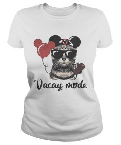 Cat with Mickey Mouse ears vacay mode ladies tee