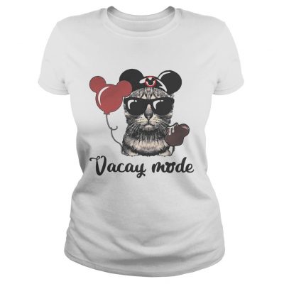 Cat with Mickey Mouse ears vacay mode ladies tee