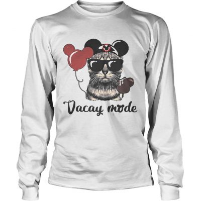 Cat with Mickey Mouse ears vacay mode longsleeve tee