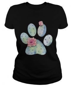 Dog paws cactus and flowers ladies tee