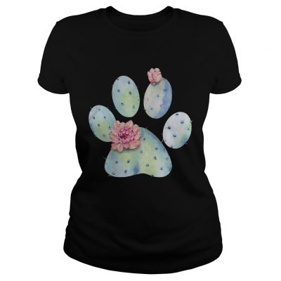 Dog paws cactus and flowers ladies tee