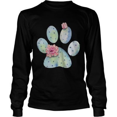 Dog paws cactus and flowers longsleeve tee