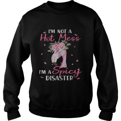 Flamingo Im not a hot mess Im a spicy disaster sweatshirt