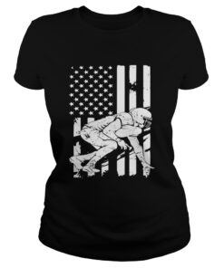 Football Player With American Flag ladies tee