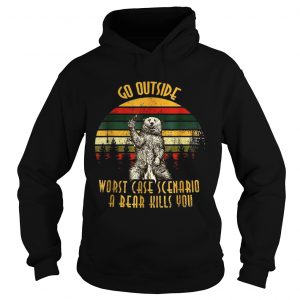 Go outside worst case scenario a bear kills you vintage sunset hoodie