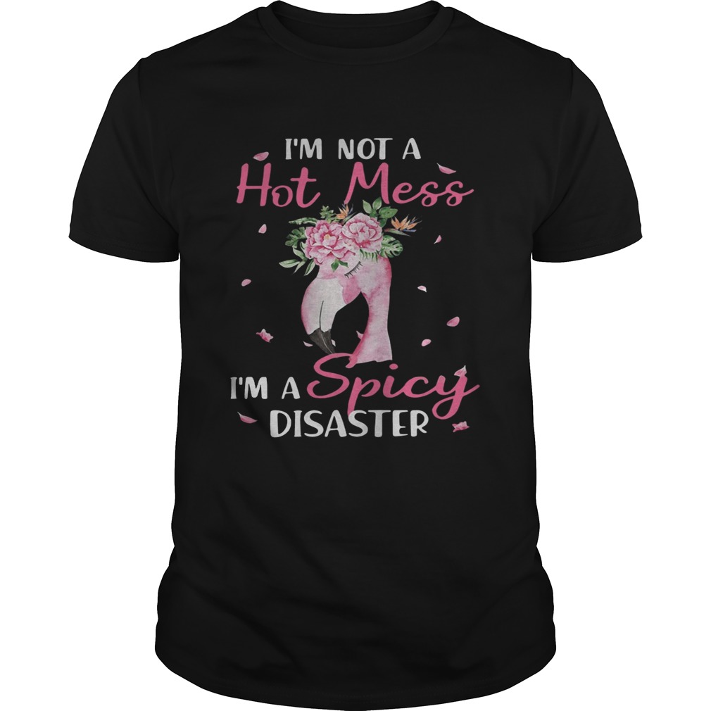 Flamingo I’m not a hot mess I’m a spicy disaster tshirt