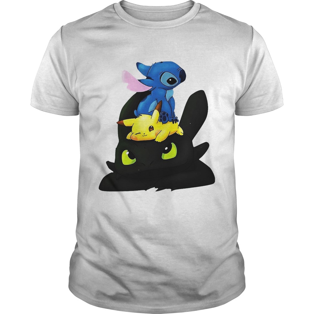 Stitch Pikachu Toothless kid shirt