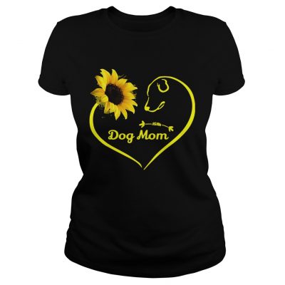 Heart shaped sunflower and dog mom ladies tee