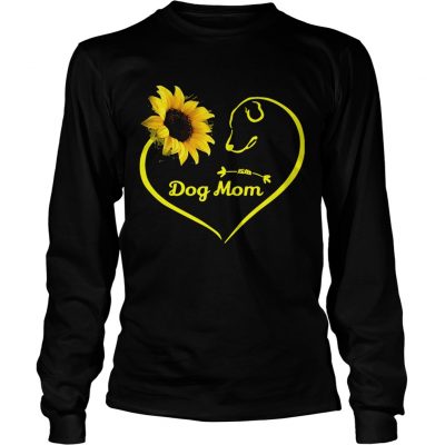 Heart shaped sunflower and dog mom longsleeve tee