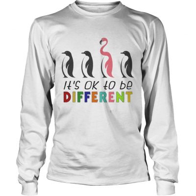 Its Ok To Be Different Autism Awareness Penguin Flamingo longsleeve tee