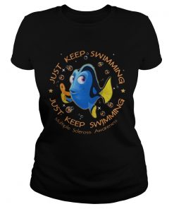 Just keep swimming multiple sclerosis awareness ladies tee