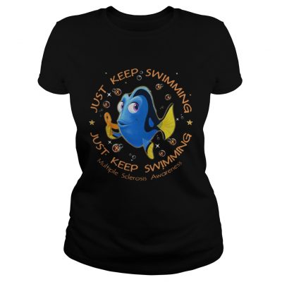 Just keep swimming multiple sclerosis awareness ladies tee