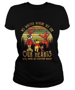 Poohs friends no matter where we are our hearts will bring us together again sunset ladies tee