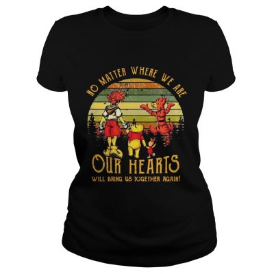 Poohs friends no matter where we are our hearts will bring us together again sunset ladies tee